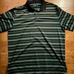 Men's Nike Black and Green Striped Golf Shirt